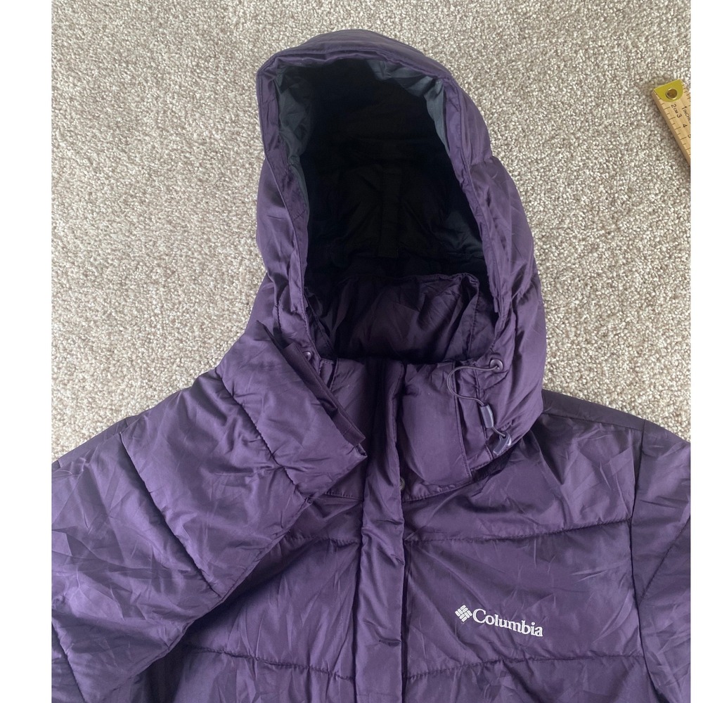 Columbia Womens S Purple Hooded Puffer Jacket Insulated Winter Coat Warm Preppy